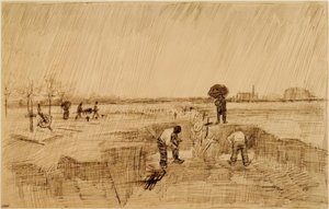 Begraafplaats in de regen door Vincent van Gogh