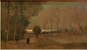 Herfstlandschap bij avond door Vincent van Gogh