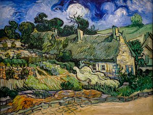 Huis met strooien dak in Cordeville door Vincent van Gogh