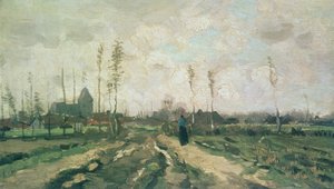 Landschap met een Kerk en Huizen, Nuenen, 1885 door Vincent van Gogh