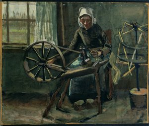 Boerin die klossen opwindt door Vincent van Gogh