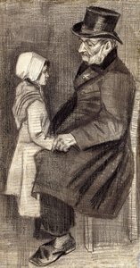 Zittende man met klein meisje; Homme Assis avec Fillette, 1882 door Vincent van Gogh