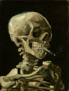 Schedel van een skelet met brandende sigaret door Vincent van Gogh