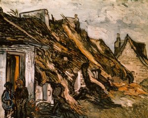 Met Stro Bedekte Hutten in Chaponval door Vincent van Gogh