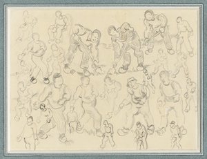 Studies van werkende boeren: Zaaiers en gravers door Vincent van Gogh