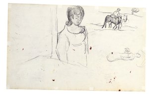 Studies van vrouw en boerenlandschap door Vincent van Gogh