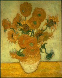Veertien zonnebloemen in een vaas door Vincent van Gogh