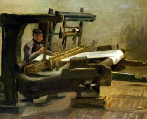 Wever aan het weefgetouw, naar rechts gericht, 1884 door Vincent van Gogh