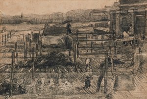 Achtertuinen met twee figuren (1882) door Vincent van Gogh