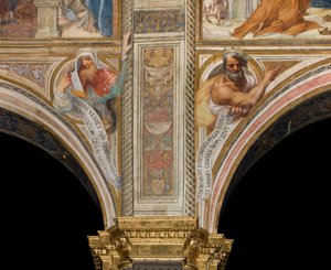 Centrale schip, Plume Vierde en Vijfde Campata Nord, Vincenzo Campi 1573, bustes met profeten door Vincenzo Campi