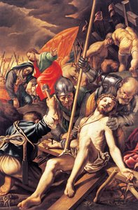 Christus wordt aan het kruis genageld