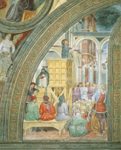 Het wonder van de wolk, (detail) uit Verhalen van Sint Petrus Martelaar, door Vincenzo Foppa