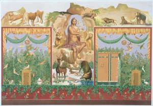Orpheus Temt de Dieren, reconstructie van een fresco uit Pompeii