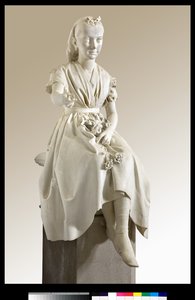 Portret van Markiezin Virginia Busti Porro als jong meisje of jonge dame die een bloem aanbiedt door Vincenzo Vela