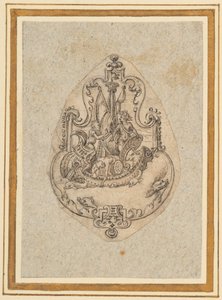Ontwerp voor een hanger met Bacchus op zee door Virgilius the elder Solis