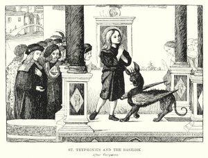 St Tryphonius en de Basilisk (gravure) door Vittore (after) Carpaccio