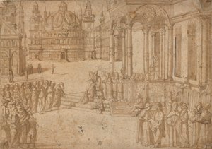 Naar Carpaccio - De presentatie van de Maagd in de Tempel c.1500-20 door Vittore Carpaccio