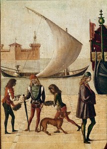 Legende van Sint Ursula: (detail) aankomst van de ambassadeurs door Vittore Carpaccio