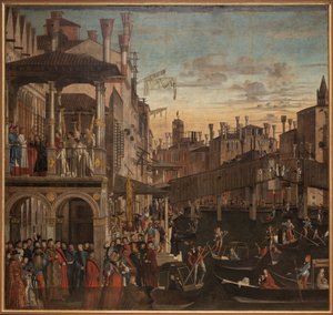 Wonder van het Heilige Kruis bij de Ponte di Rialto door Vittore Carpaccio