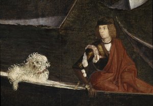 Het Wonder van het Relikwie van het Heilige Kruis bij de Rialtobrug. Detail. Schilderij door Vittore Scarpazza bekend als Vittore Carpaccio (1460-1525)