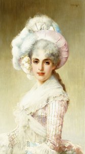 Elegante Dame in Roze door Vittorio Matteo Corcos