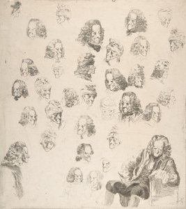 Schetsen van Voltaire op Leeftijd Eenentachtig, 1775