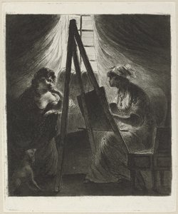 Vrouwelijke Schilder bij de Ezelschilder