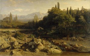 De Krim. Berglandschap met rivier, 1868 door Vladimir Donatovich Orlovsky