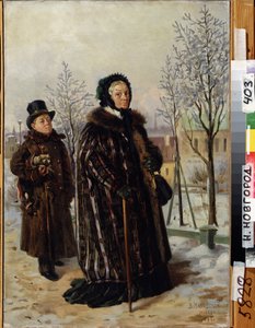 Wandeling van een oude dame