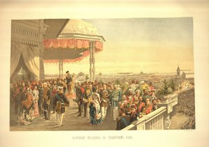 Publieke festiviteiten na de kroning van Keizer Alexander III op Khodynka Veld door Vladimir Egorovic Makovsky