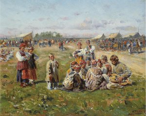 De dorpskermis, 1882 door Vladimir Egorovic Makovsky