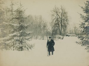 Graaf Lev Nikolayevich Tolstoy wandelend door Vladimir Grigorievich Chertkov
