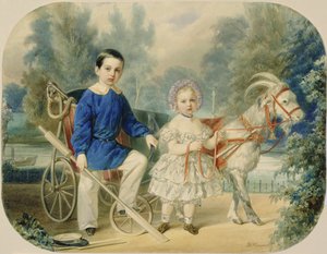 Grootvorst Alexander en grootvorst Alexey als kinderen door Vladimir Ivanovich Hau