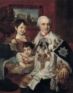 Portret van Admiraal Graaf Grigory Grigoryevich Kushelev 1754-1833 met kinderen, 1801 door Vladimir Lukich Borovikovsky