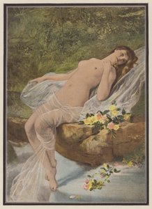 Vrouw met bloemen door Vlaho Bukovac
