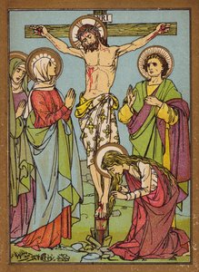 De Kruisiging van Onze Gezegende Heer (kleur litho) door W.S. Stacey