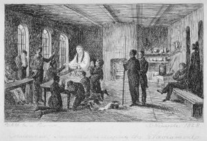 Binnen in de Newgate-gevangenis, Old Bailey, City of London, 1828 door WT