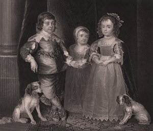 Charles, James en Henrietta, kinderen van Charles I van Engeland, gravure uit Payne