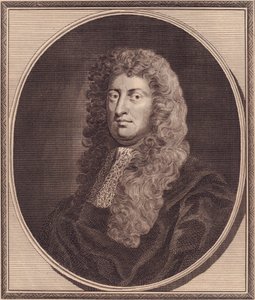 Portret van Engelse politicus William Russell, Lord Russell (1639-1683), kopergravure door John Goldar naar schilderij van G Kneller door John Ward Dunsmore