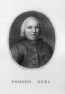 Portret van Pompeo Neri (1706-1776), Italiaanse jurist en politicus, ets door Benedetto Bordiga naar tekening van Francesco Sabatelli door John Ward Dunsmore