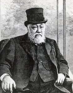 Portret van Stephanus Johannes Paulus Kruger (1825-1904), President van de Zuid-Afrikaanse Republiek (of Transvaal), leidde de Boerenoorlog tegen de Engelsen (gravure)