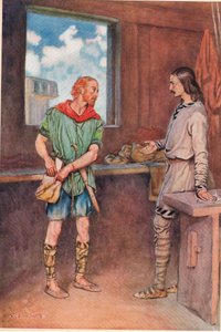 Een zeeman geeft Horatio een brief van Hamlet, uit 