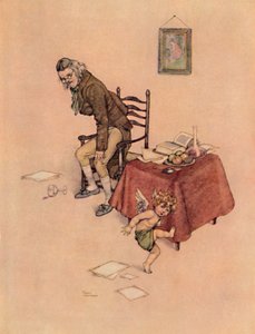 Hij sprong van de schoot van de oude man en danste om hem heen op de vloer door William Heath Robinson