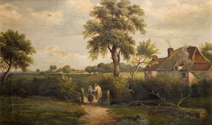 Cottage Scene, Marston Green door W P Cartwright