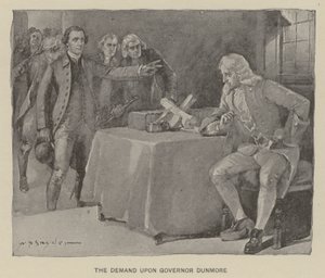 De eis aan gouverneur Dunmore (litho) door W. P. Snyder