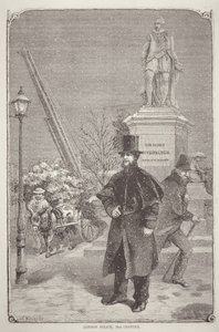 Londense politieagent uit de jaren 1850 (gravure) door W. R. (after) Woods