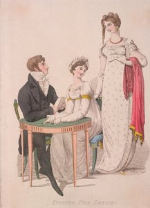 Twee vrouwen en een man in volledige avondkleding, c1810 door W Read