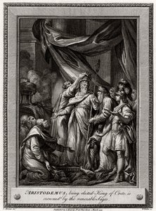 Aristodemus, gekozen tot Koning van Kreta, wordt gekroond door de eerbiedwaardige Wijzen, 1777 door W. Walker