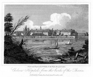 Chelsea Hospital, vanaf de oevers van de Theems, Londen, 1816