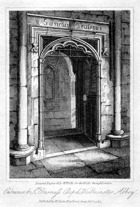 Ingang naar St Erasmuss Kapel, Westminster Abbey, Londen, 1817